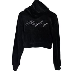 Playboy Rhinestone Velour Zip Hoodie – Y2K – Size S